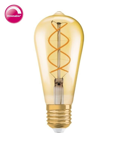 Afbeeldingen van OSRAM VINTAGE 1906 EDISON 28 LED FILAMENT DIM 4W 820 GOLD E27