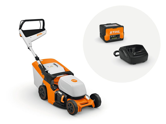 Afbeeldingen van STIHL RMA 443 ACCU GRASMAAIER SET MET ACCU EN LADER