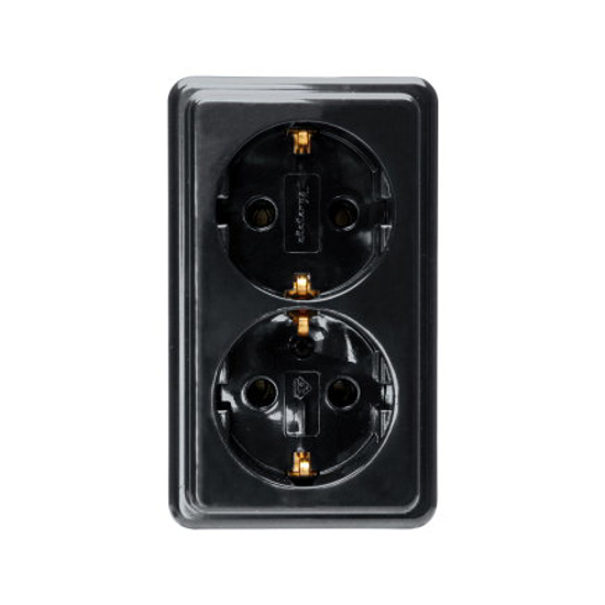 Afbeeldingen van STANDARD - WANDCONTACTDOOS 2-VOUDIG GEAARD ZWART