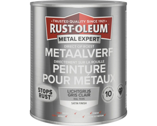 Afbeeldingen van RUST-OLEUM METAALVERF ZIJDEGLANS, LICHTGRIJS RAL 7035, 750ML