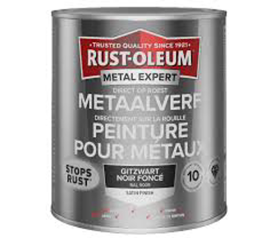 Afbeeldingen van RUST-OLEUM METAALVERF ZIJDEGLANS, GITZWART RAL 9005, 750ML