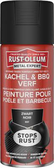 Afbeeldingen van RUST-OLEUM KACHEL EN BBQ-VERF, MAT ZWART, SPUITBUS 400ML
