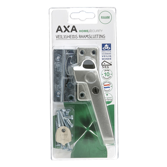 Afbeeldingen van AXA VEILIGHEIDS RAAMSLUITING 3320 SKG* MET NOK, MET DRUK/DRAAIKNOP, HAAKSCHOOT, RECHTS BUITENDRAAIEND ALU F2 NML##