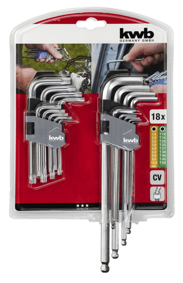 Afbeeldingen van KWB 18-DELIG STIFTSLEUTEL SET 6-KANT/TORX