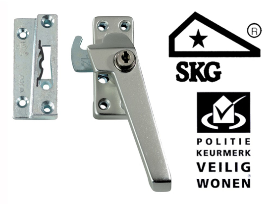 Afbeeldingen van AXA VEILIGHEIDS RAAMSLUITING 3319 SKG* MET NOK, MET CILINDERSLOT, HAAKSCHOOT, RECHTS BUITENDRAAIEND ALU F2 NML##