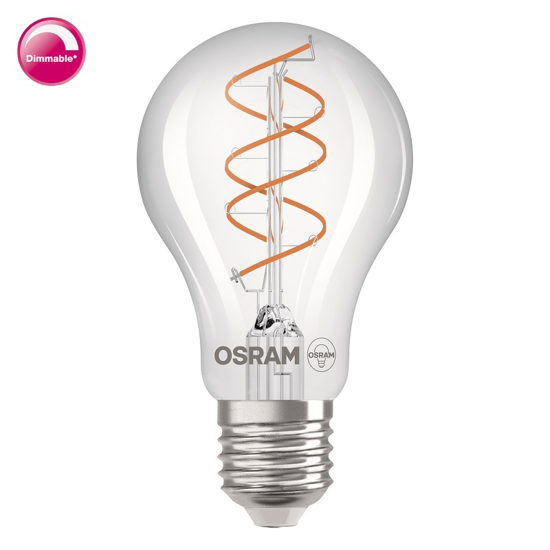 Afbeeldingen van OSRAM VINTAGE 1906 CLASSIC A 60 SPIRAL LED FILAMENT DIM 8W 922 CLEAR E27