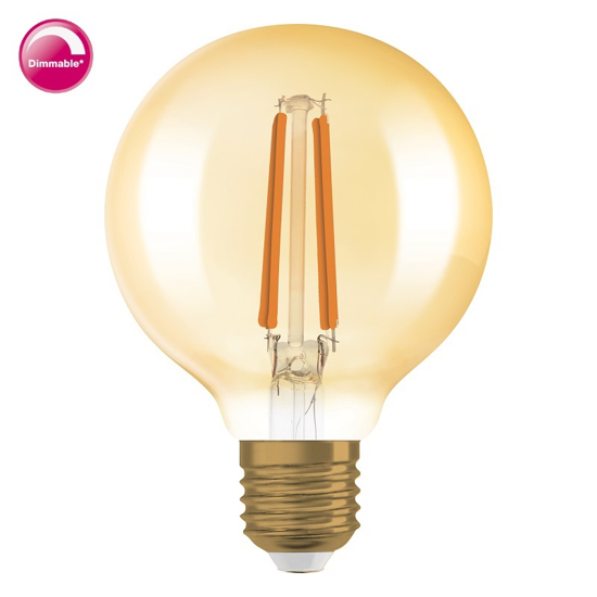 Afbeeldingen van OSRAM VINTAGE 1906 GLOBE 80 60 LED FILAMENT DIM 7.2W 824 GOLD E27
