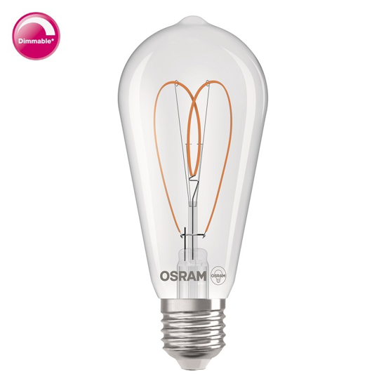 Afbeeldingen van OSRAM VINTAGE 1906 EDISON 60 HEART LED FILAMENT DIM 7.2W 927 CLEAR E27