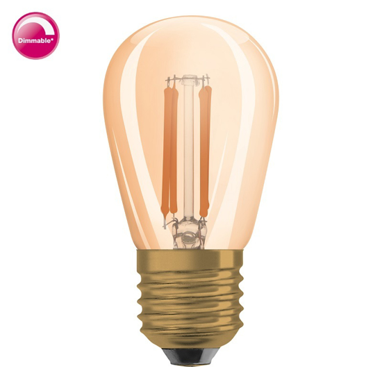 Afbeeldingen van OSRAM VINTAGE 1906 MINI EDISON ST 45 33 LED FILAMENT DIM 4.8W 822 GOLD E27