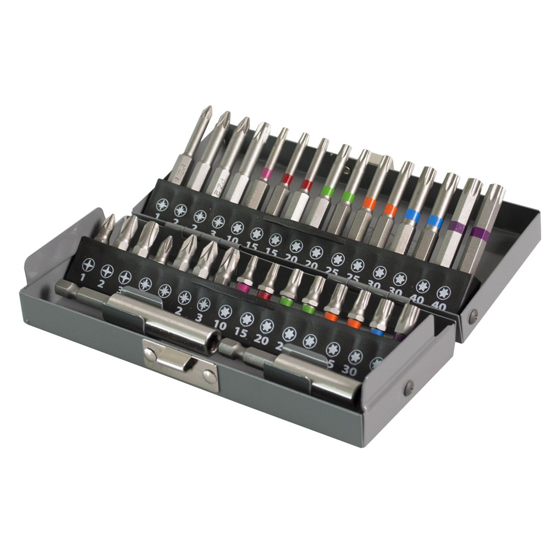 Afbeeldingen van DYNAPLUS BITSET PROF 32-DELIG DYNA KLEURBANDJES METALEN VERPAKKING