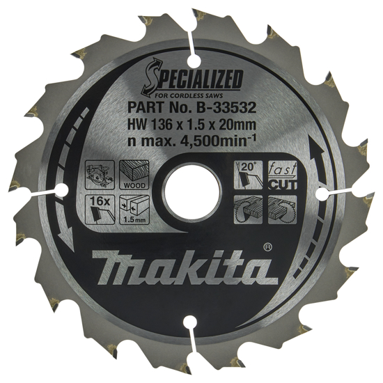 Afbeeldingen van MAKITA CIRKELZAAGBLAD HOUT B-33532
