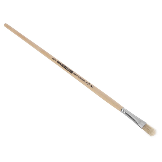 Afbeeldingen van COPENHAGEN PRO PLATTE LYONPENSEEL, MT. 08, WIT CHINEES VARKENSHAAR, FSC GELAKTE HOUTEN STEEL