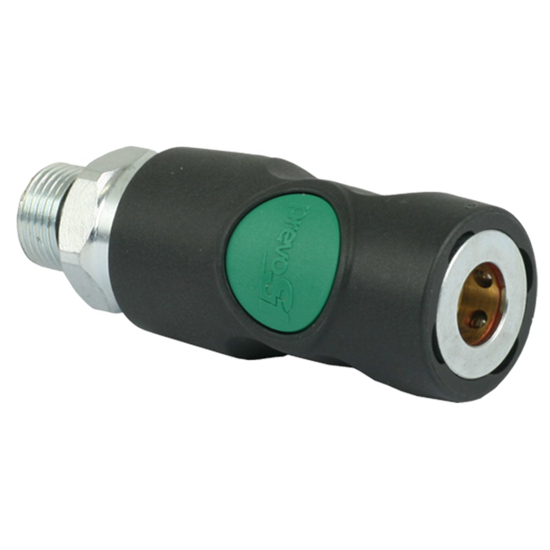 Afbeeldingen van VEILIGHEIDS LUCHTKOPPELING EURO KNOP GROEN G 3/8 BUITENDRAAD S1