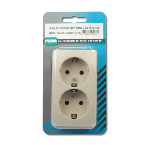Afbeeldingen van OPBOUW STOPCONTACT DUBBEL+RA PEHA EW