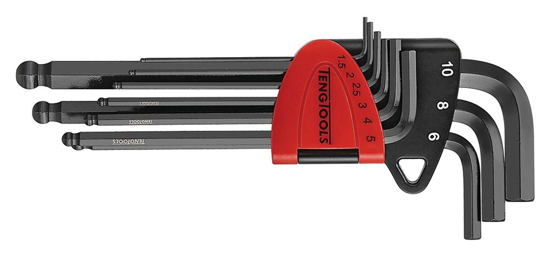 Afbeeldingen van ALLENSLEUTELSET BOLKOP CR-MO 9DLG. (1.5-10MM)