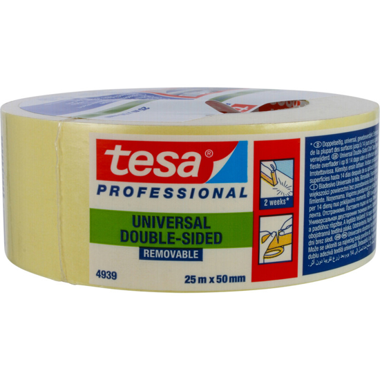 Afbeeldingen van 4939 UNIVERSAL DOUBLE-SIDED REMOV. 25M:50MM 25 50 WHITE TRANSLUSCENT