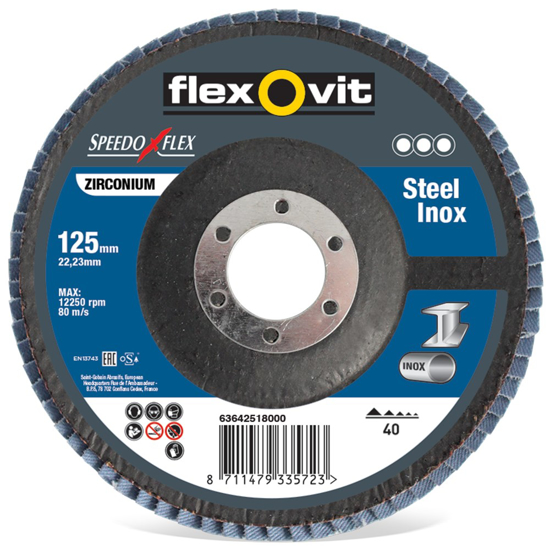 Afbeeldingen van VLAKLAMELSCHIJF CON. FIB. 125X22 R822 P60