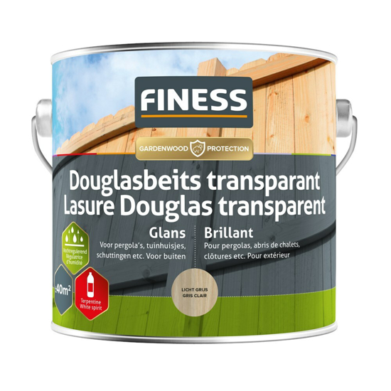 Afbeeldingen van FINESS 2,5L. DOUGLAS BEITS TRANSPARANT (GLANS) LICHT GRIJS