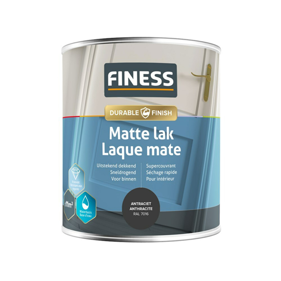 Afbeeldingen van FINESS MATTE LAK WB 750 ML 14203 ANTRACIET GRIJ