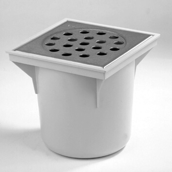 Afbeeldingen van VLOERPUT ABS ONDERUITLOOP TYPE 402RVS 200X200MM 75MM