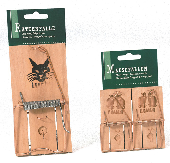 Afbeeldingen van MUIZENVAL HOUT LUNA, 2 STUKS OP BLISTERKAART
