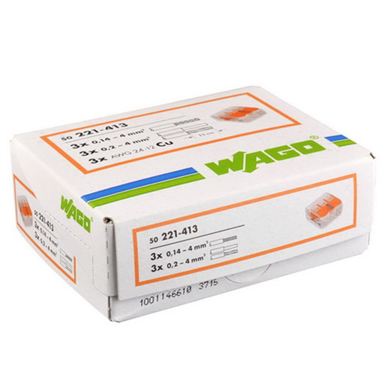 Afbeeldingen van WAGO 3V LASKLEM SOEPEL EN MASSIEF T/M 4MM² (50 STUKS)