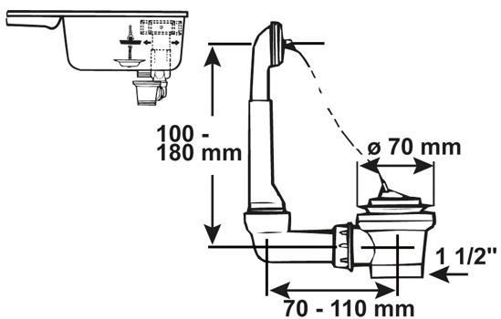 Afbeeldingen van VIEGA GOOTSTEENAFVOEREN 746271 AFVOERPLUG (OVERLOOP COMBINATIE)