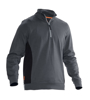 Afbeeldingen van JOBMAN 5401 HALFZIP SWEATSHIRT DO.GRIJS/ZWA L