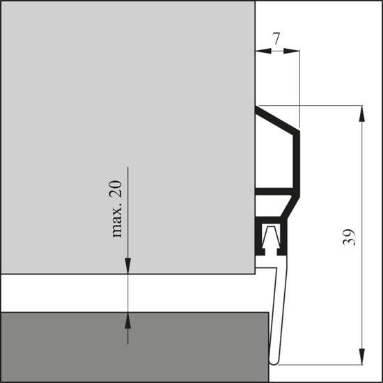 Afbeeldingen van ELLEN DORPELPROFIEL ADS CLASSIC ALU MET AFDICHTINGSLIP 300CM