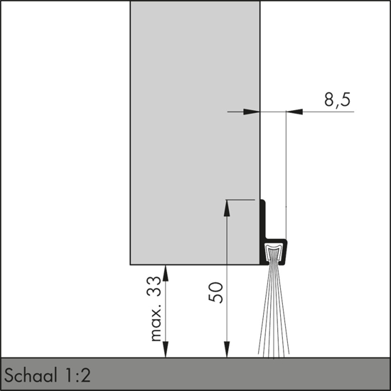 Afbeeldingen van ELLEN BORSTELPROFIEL IBS-50 ALU MET HARDE BORSTEL 250CM