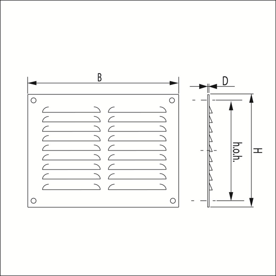 Afbeeldingen van SCHOEPENROOSTER VLAKKE PLAAT ALUMINIUM MILL-FINISH 300X250MM