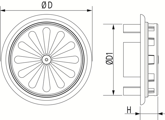 Afbeeldingen van VENTILATIEROOSTER VERSTELBAAR KUNSTSTOF WIT Ø100/150MM