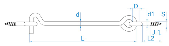 Afbeeldingen van WINDHAKEN MET 2 SCHROEFOGEN 5.25X160 RVS A2