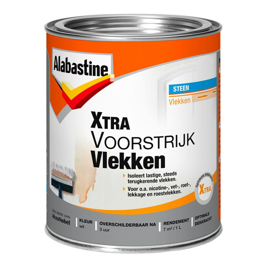 Afbeeldingen van ALABASTINE XTRA VOORSTRIJK VLEKKEN WIT BLIK 1L