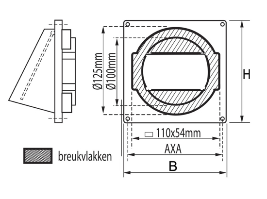 Afbeeldingen van KAPROOSTER MET KLEP KUNSTSTOF WIT Ø100/125 / 110X55MM