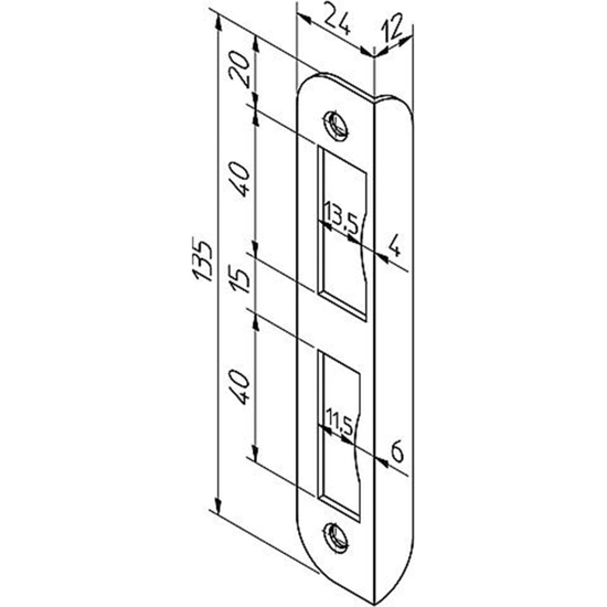 Afbeeldingen van NEMEF HOEKSLUITPLAAT HP1266/12 AFGEROND - 24X135MM - DR 1+3 LINKS - VERZINKT