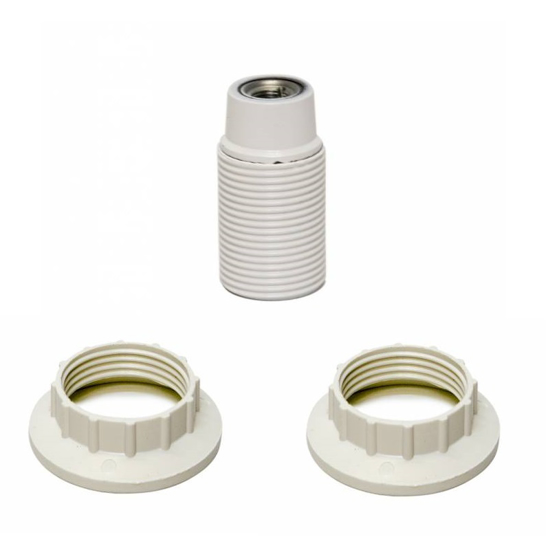 Afbeeldingen van LAMPHOUDER E14 MET 2 RING WIT