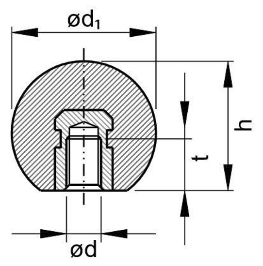Afbeeldingen van D319E PLAST BALL KNOB BL M10X40