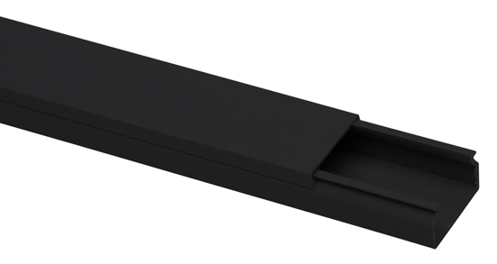Afbeeldingen van KABELGOOT 30X16 MM X 2 MTR, MET DEKSEL EN BODEMPERFORATIE ZWART