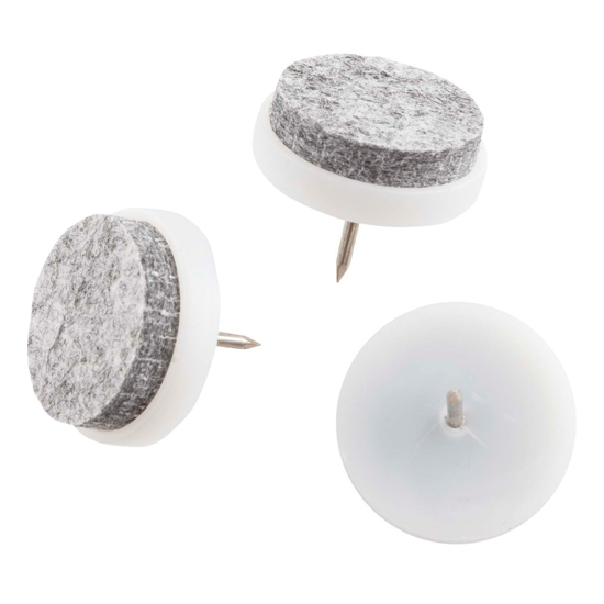 Afbeeldingen van DELTAFIX VILTGLIJDER MET NAGEL GRIJS VILT HOUDER LICHTGRIJS Ø24MM