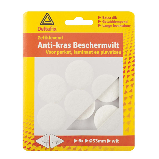 Afbeeldingen van DELTAFIX ANTI-KRASVILT ZELFKLEVEND ROND WIT 33MM 6ST
