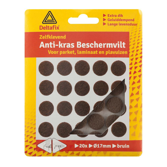 Afbeeldingen van DELTAFIX ANTI-KRASVILT ZELFKLEVEND ROND BRUIN 17MM 20ST