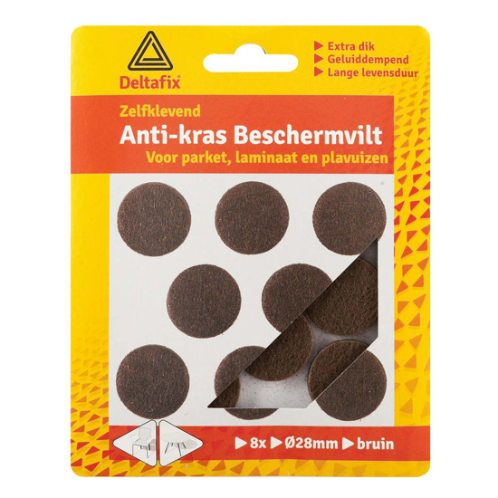 Afbeeldingen van DELTAFIX ANTI-KRASVILT ZELFKLEVEND ROND BRUIN 28MM 8ST