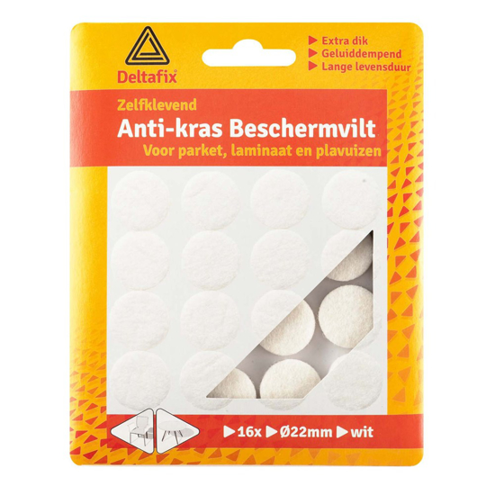 Afbeeldingen van DELTAFIX ANTI-KRASVILT ZELFKLEVEND ROND WIT 22MM 16ST