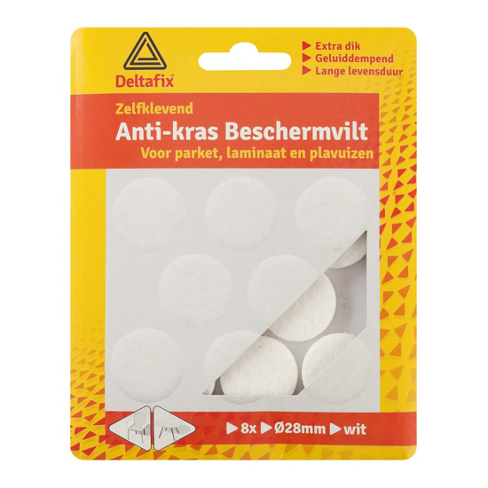 Afbeeldingen van DELTAFIX ANTI-KRASVILT ZELFKLEVEND ROND WIT 28MM 8ST