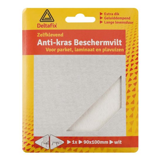 Afbeeldingen van DELTAFIX ANTI-KRASVILT ZELFKLEVEND VEL WIT 90MM X 100MM 1 VEL