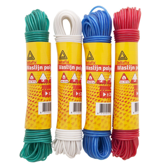 Afbeeldingen van DELTAFIX WASLIJN POLYESTER ASSORTI 3,2MM X 20M