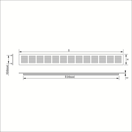 Afbeeldingen van VENTILATIESTRIP ALUMINIUM EXTRUSIE GEANODISEERD 500X60MM