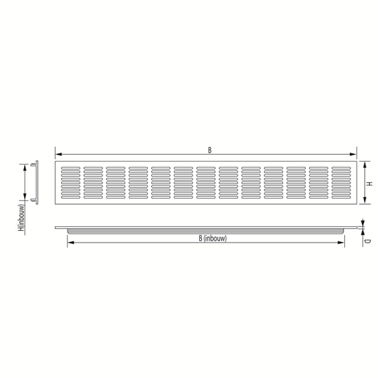 Afbeeldingen van VENTILATIESTRIP ALUMINIUM WIT 500X80MM