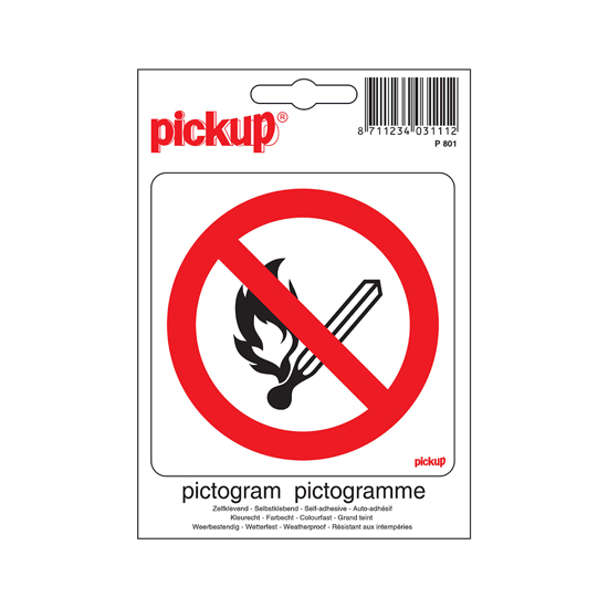 Afbeeldingen van STICKER VUUR & OPEN VLAM VERBODEN PICTO 100X100 MM